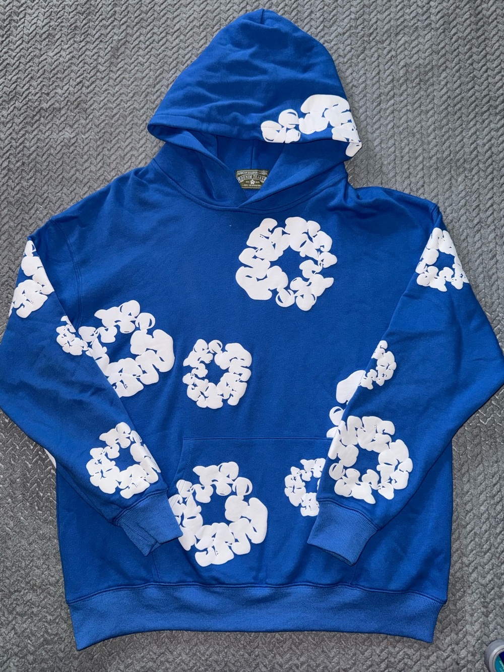 Denim Tears Cotton Wreath Hooded Sweatshirt Royal Blue White Graphic Size Medium